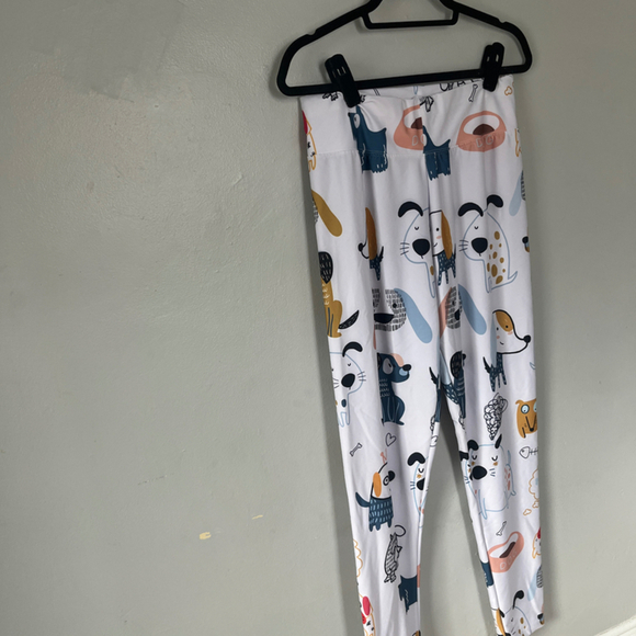 Women’s Cartoon Dog Graphic Print Leggings White Multi - Picture 3 of 7